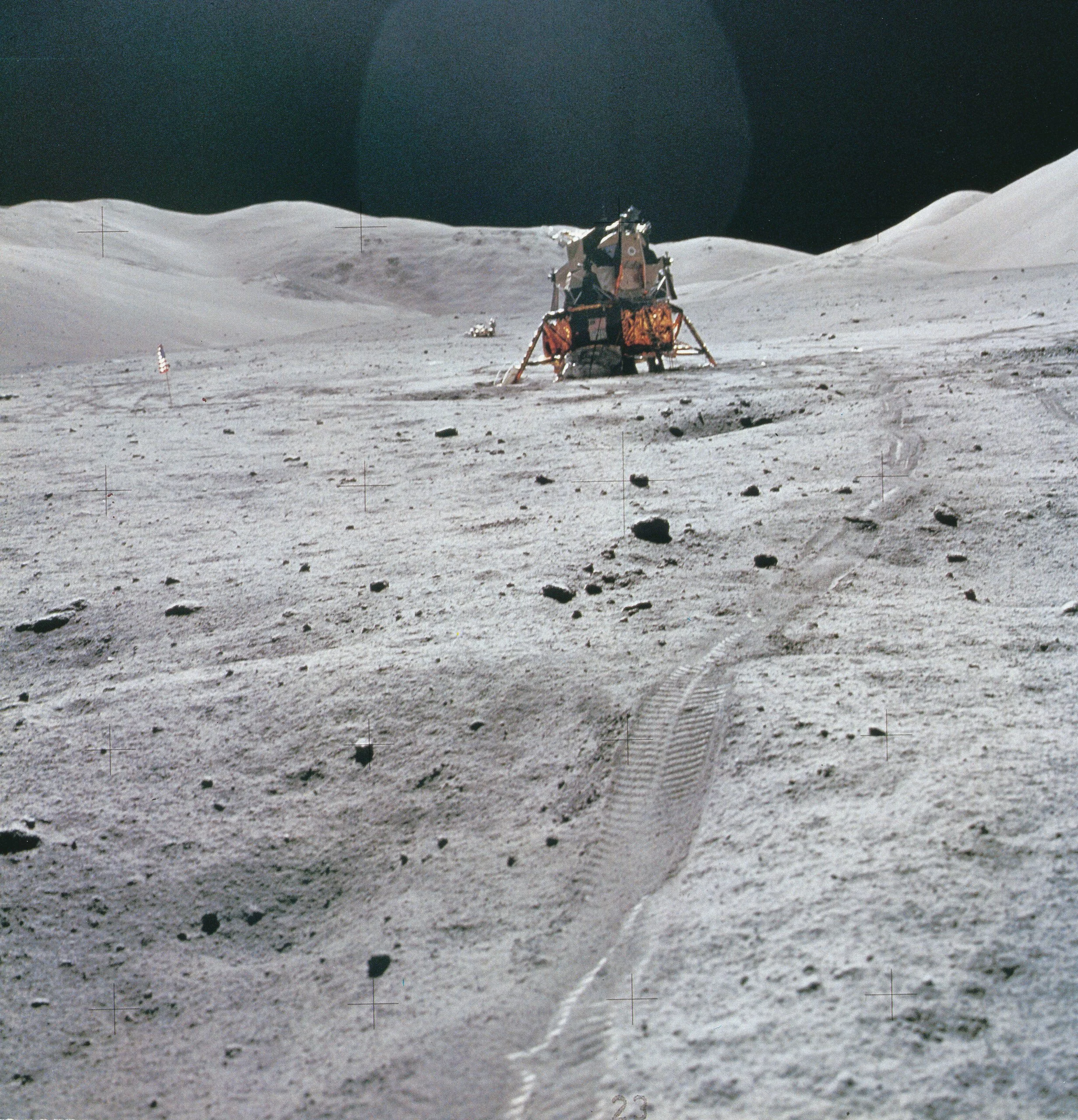 The Lunar Module and Astronaut Tracks